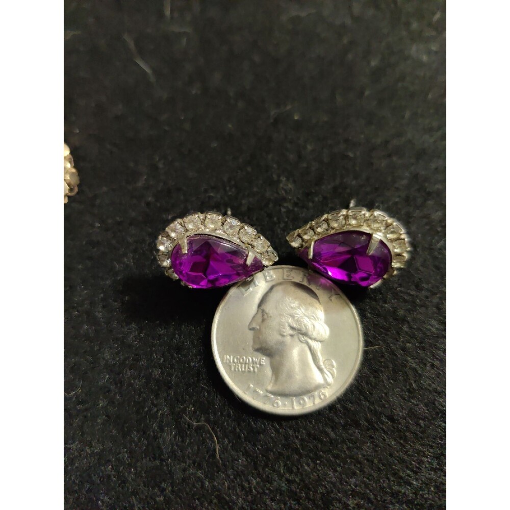 Purple Rhinestone Earrings - Picture 3 of 3